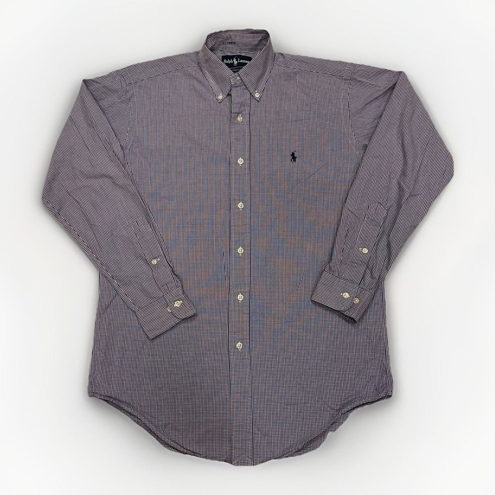 Ralph Lauren Yarmouth Shirt Men's 14.5 32/35 Purple Gingham‎ Plaid Long Sleeve